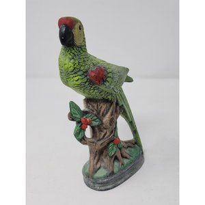 Beautiful Vintage Ceramic Parrot Statue Holly Leaves And Berries‎